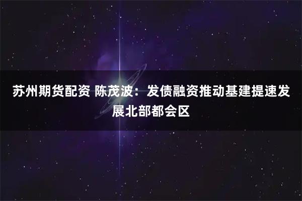 苏州期货配资 陈茂波：发债融资推动基建提速发展北部都会区