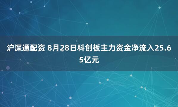 沪深通配资 8月28日科创板主力资金净流入25.65亿元